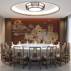 新中式包厢3D模型下载